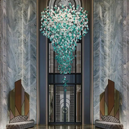 Elegant Crystal Stone Chandelier with Adjustable Height & LED Compatib
