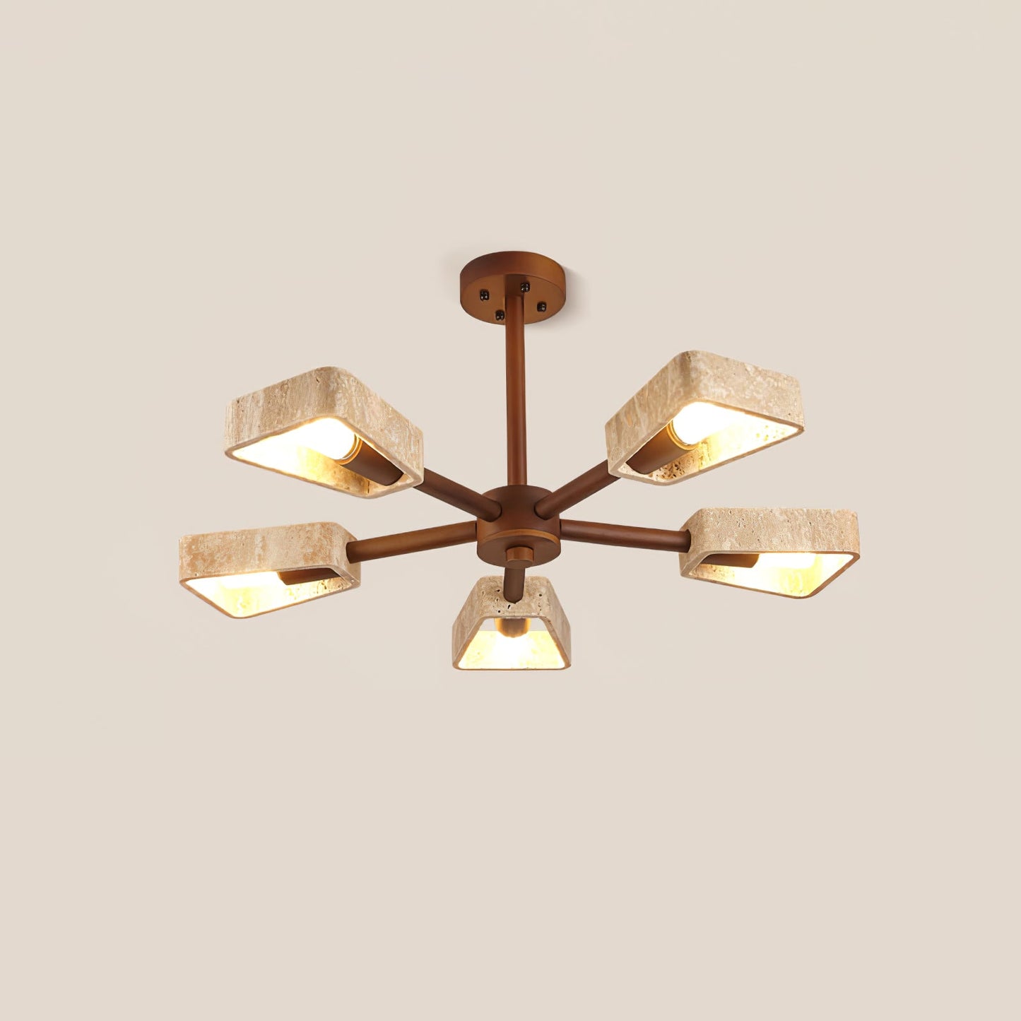Elementa Travertone Chandelier - Modern Design, Adjustable Height, LED