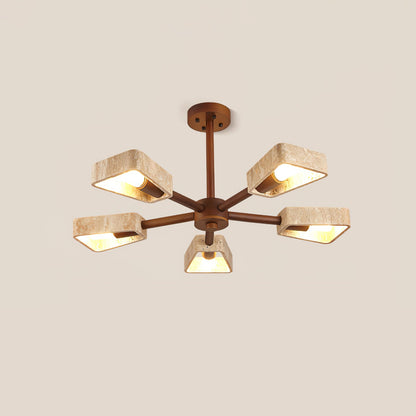 Elementa Travertone Chandelier - Modern Design, Adjustable Height, LED
