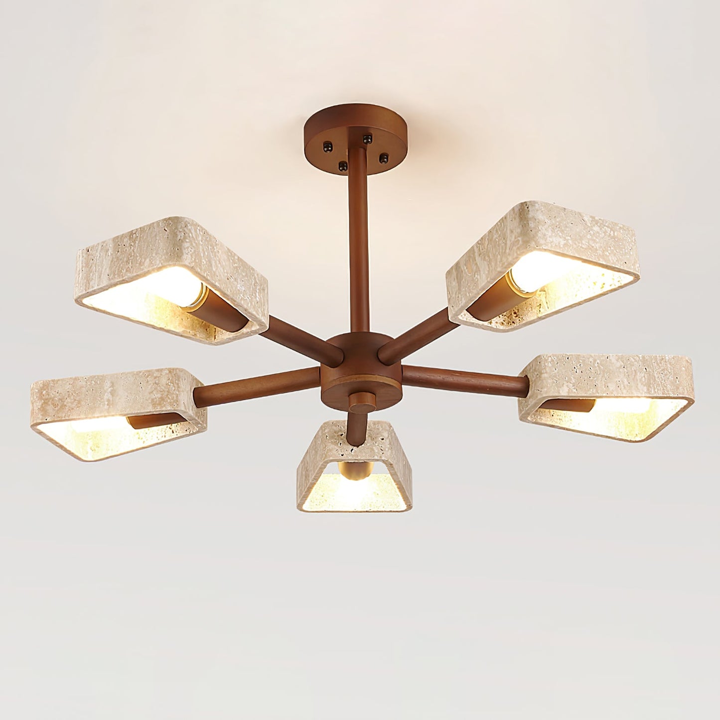 Elementa Travertone Chandelier - Modern Design, Adjustable Height, LED