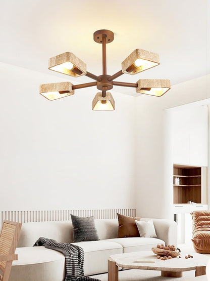 Elementa Travertone Chandelier - Modern Design, Adjustable Height, LED