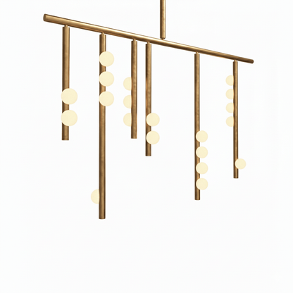 Elegant Brass Glass Drop Chandelier with Adjustable Height & LED Compa
