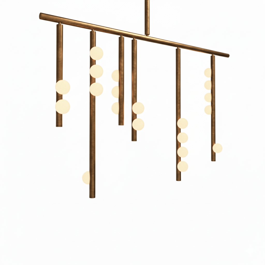 Elegant Brass Glass Drop Chandelier with Adjustable Height & LED Compa