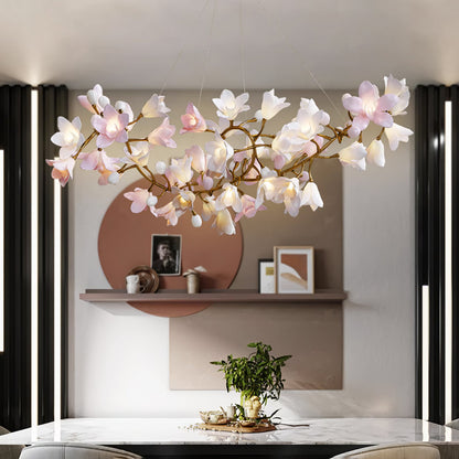 Elegant Circular Blossom Chandelier - Dimmable LED & Adjustable Height