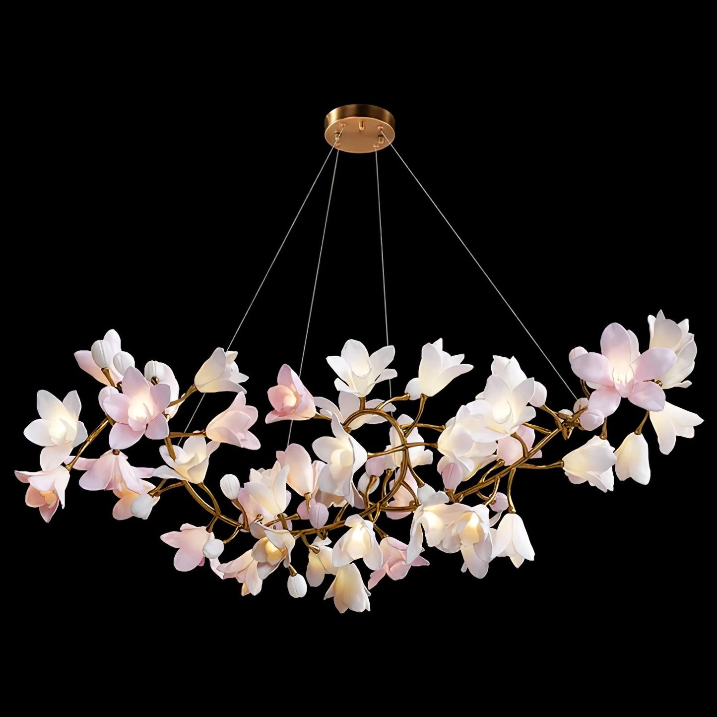 Elegant Circular Blossom Chandelier - Dimmable LED & Adjustable Height