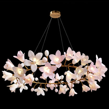 Elegant Circular Blossom Chandelier - Dimmable LED & Adjustable Height