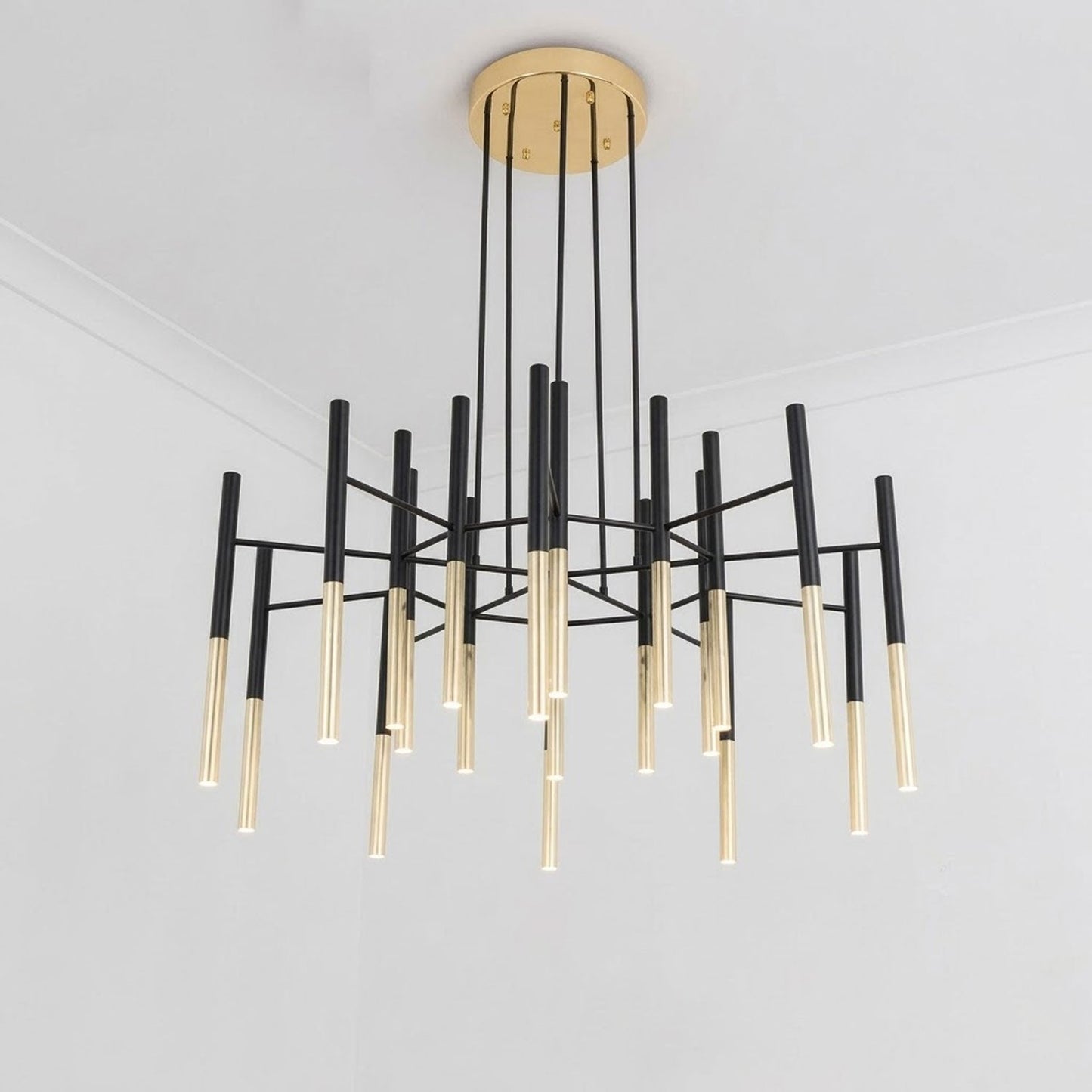 Elegant Metal Tubular Chandelier with Adjustable Height & LED Compatib