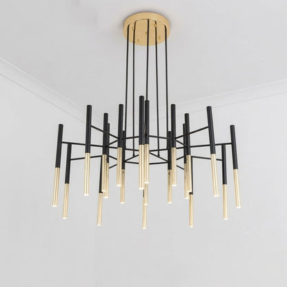 Elegant Metal Tubular Chandelier with Adjustable Height & LED Compatib