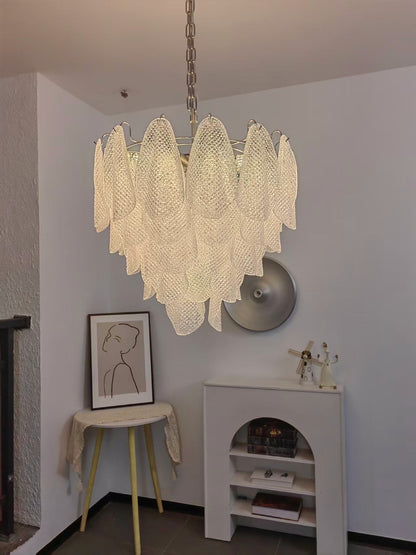 Elegant Glass Teardrop Chandelier with Adjustable Height & LED Compati