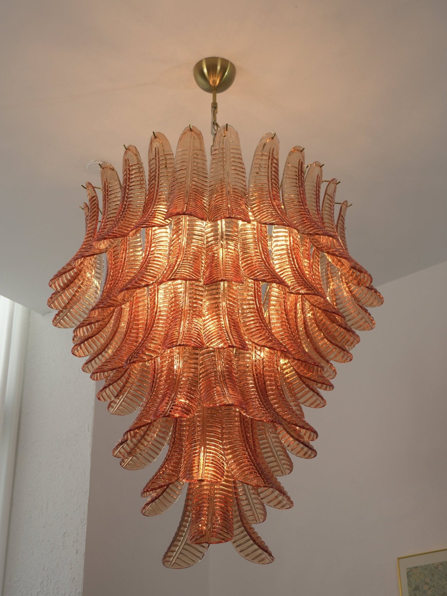 Amber Leaf Cascade Chandelier - Elegant Design with Adjustable Height