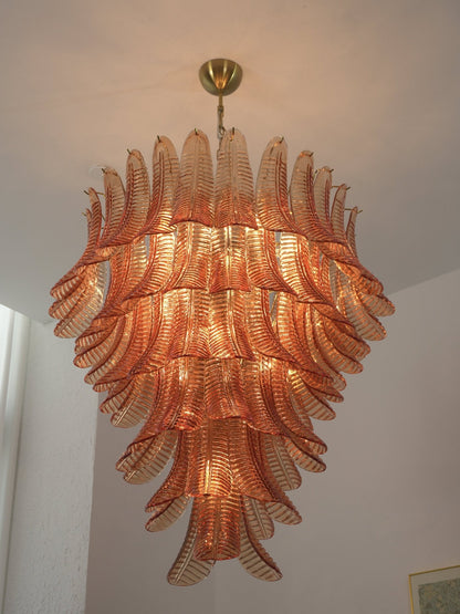 Amber Leaf Cascade Chandelier - Elegant Design with Adjustable Height