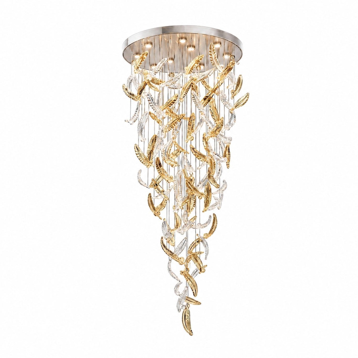 Elegant Glass Feathers Flying Chandelier with Adjustable Lighting and