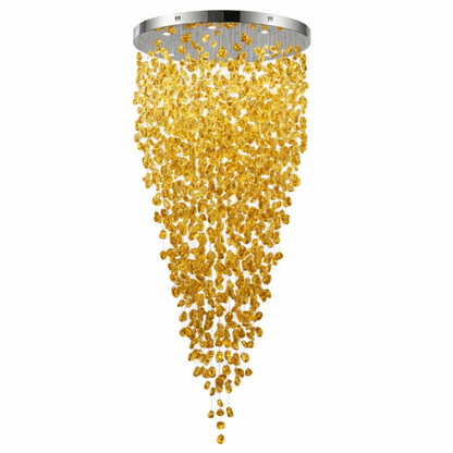 Elegant Crystal Stone Chandelier with Adjustable Height & LED Compatib