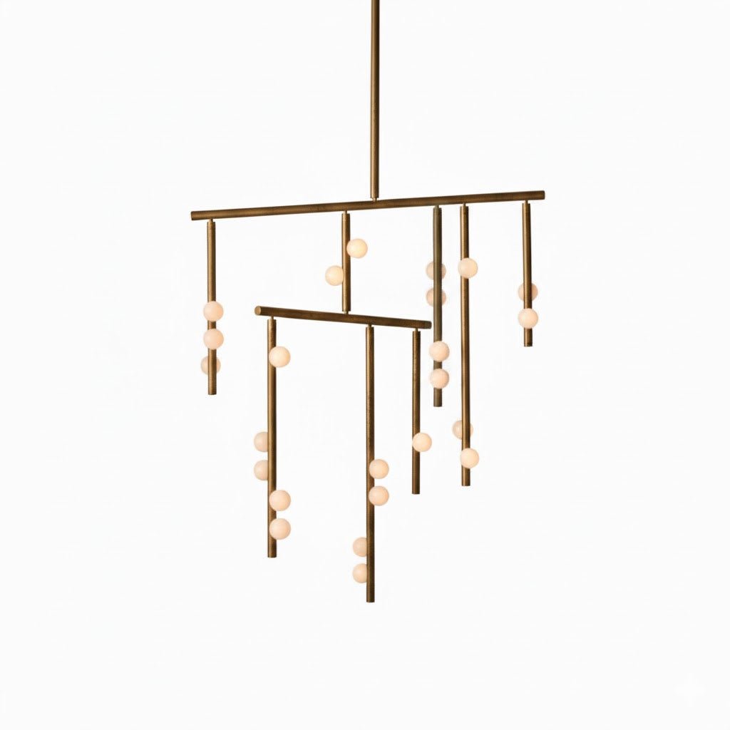 Elegant Brass Glass Drop Chandelier with Adjustable Height & LED Compa