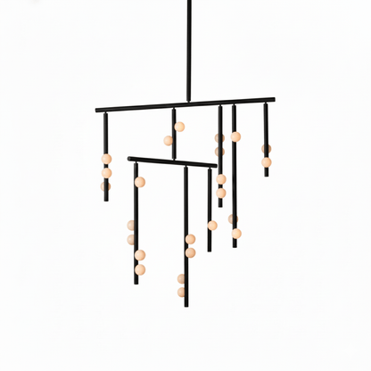Elegant Brass Glass Drop Chandelier with Adjustable Height & LED Compa
