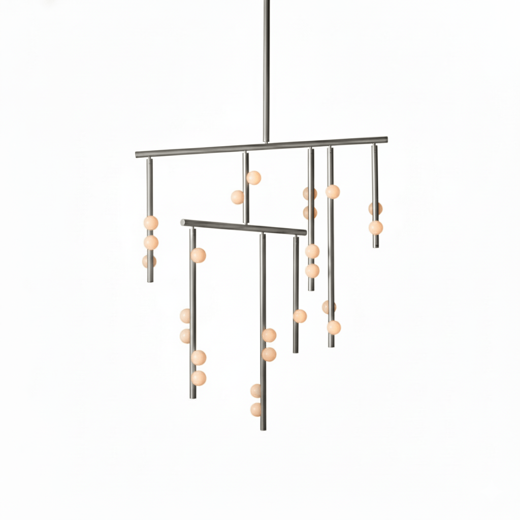 Elegant Brass Glass Drop Chandelier with Adjustable Height & LED Compa