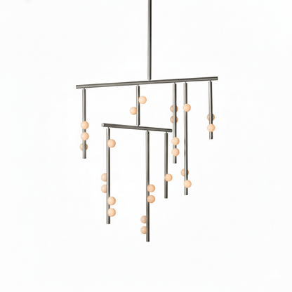 Elegant Brass Glass Drop Chandelier with Adjustable Height & LED Compa