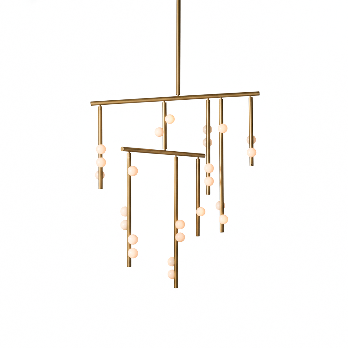 Elegant Brass Glass Drop Chandelier with Adjustable Height & LED Compa