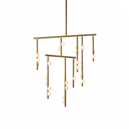 Elegant Brass Glass Drop Chandelier with Adjustable Height & LED Compa