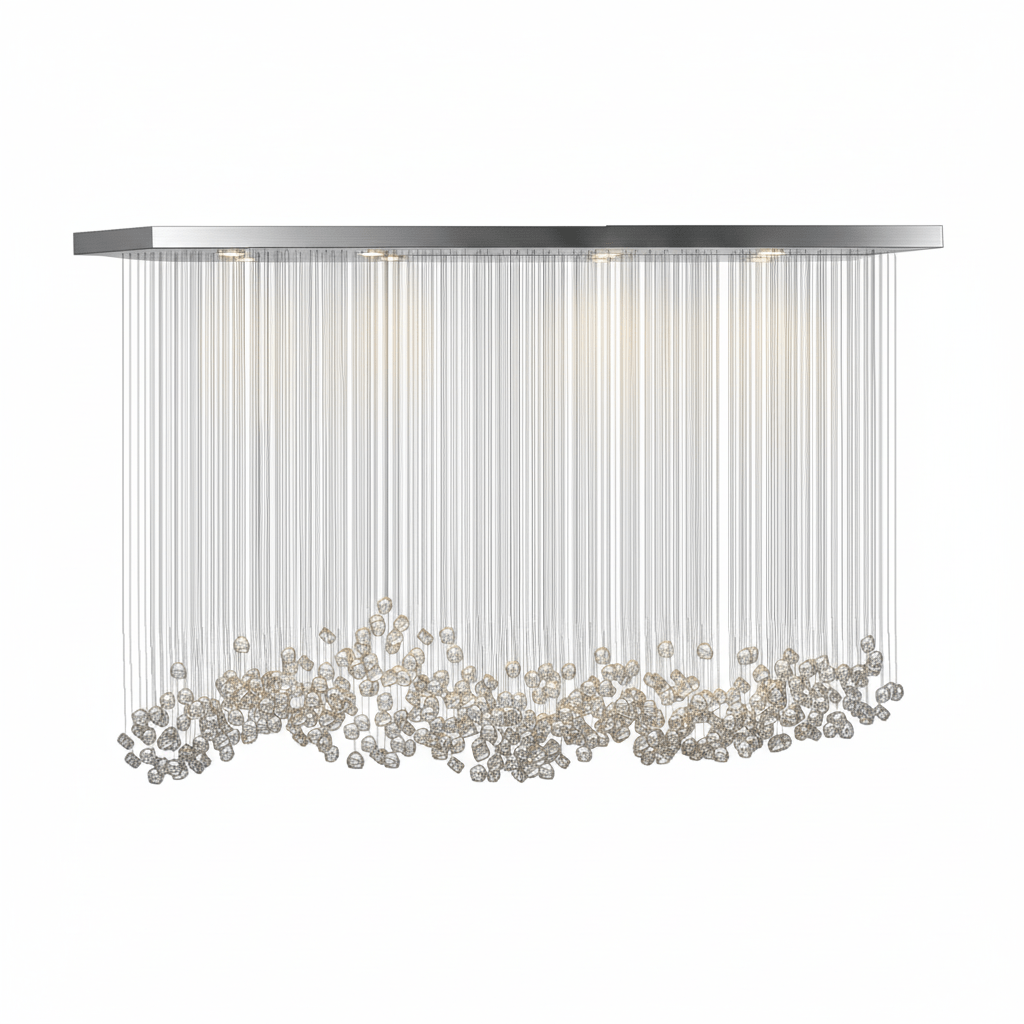 Elegant Crystal Stone Chandelier with Adjustable Height & LED Compatib