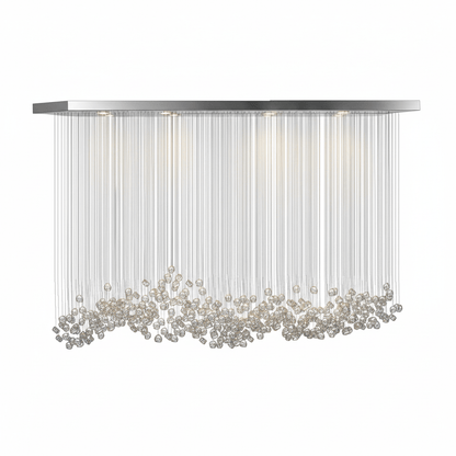 Elegant Crystal Stone Chandelier with Adjustable Height & LED Compatib