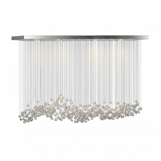 Elegant Crystal Stone Chandelier with Adjustable Height & LED Compatib