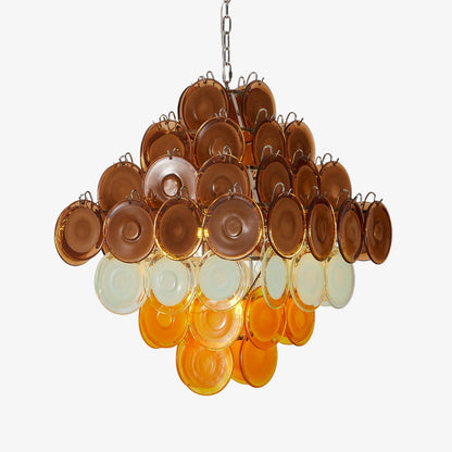 Elegant Retro Glass Disc Chandelier with Adjustable Height & LED Compa