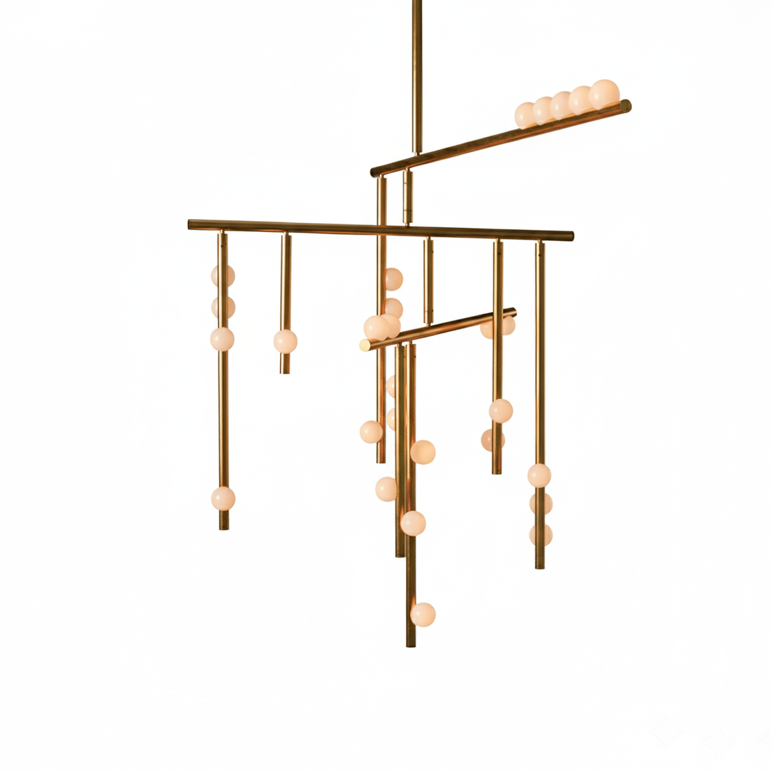 Elegant Brass Glass Drop Chandelier with Adjustable Height & LED Compa