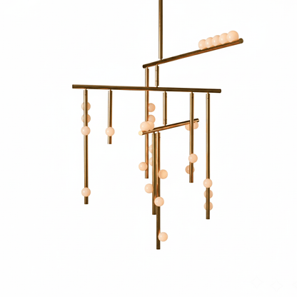 Elegant Brass Glass Drop Chandelier with Adjustable Height & LED Compa