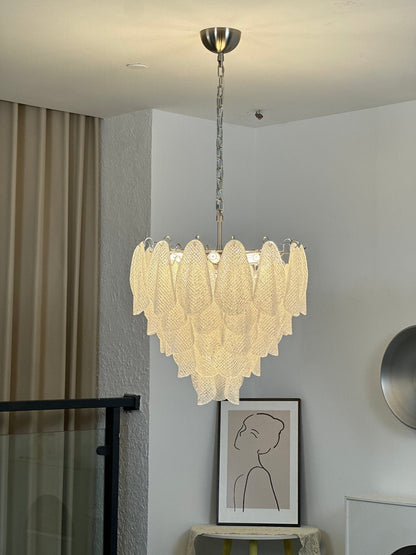 Elegant Glass Teardrop Chandelier with Adjustable Height & LED Compati
