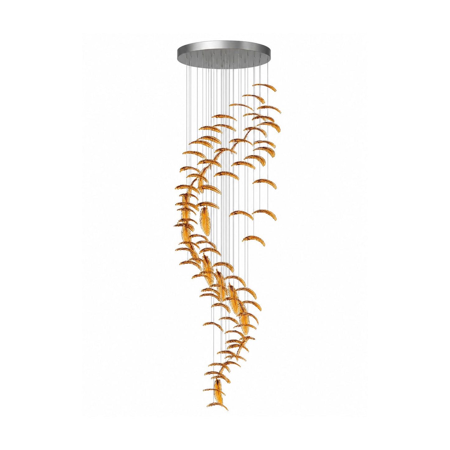 Elegant Glass Feathers Flying Chandelier with Adjustable Lighting and