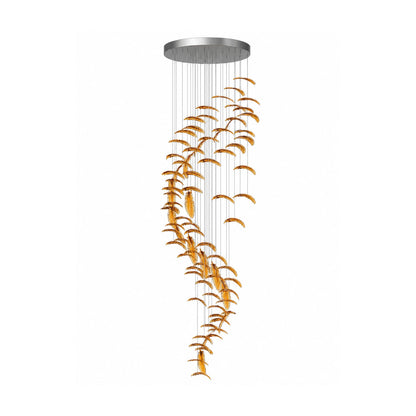 Elegant Glass Feathers Flying Chandelier with Adjustable Lighting and