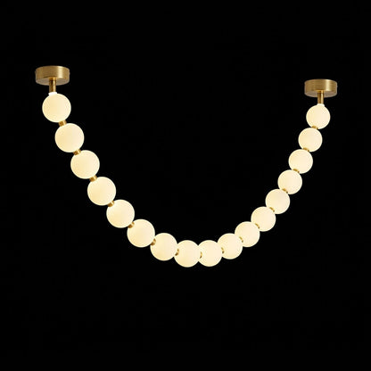 Elegant Pearl Glass Chandelier with Adjustable Height & Soft Lighting