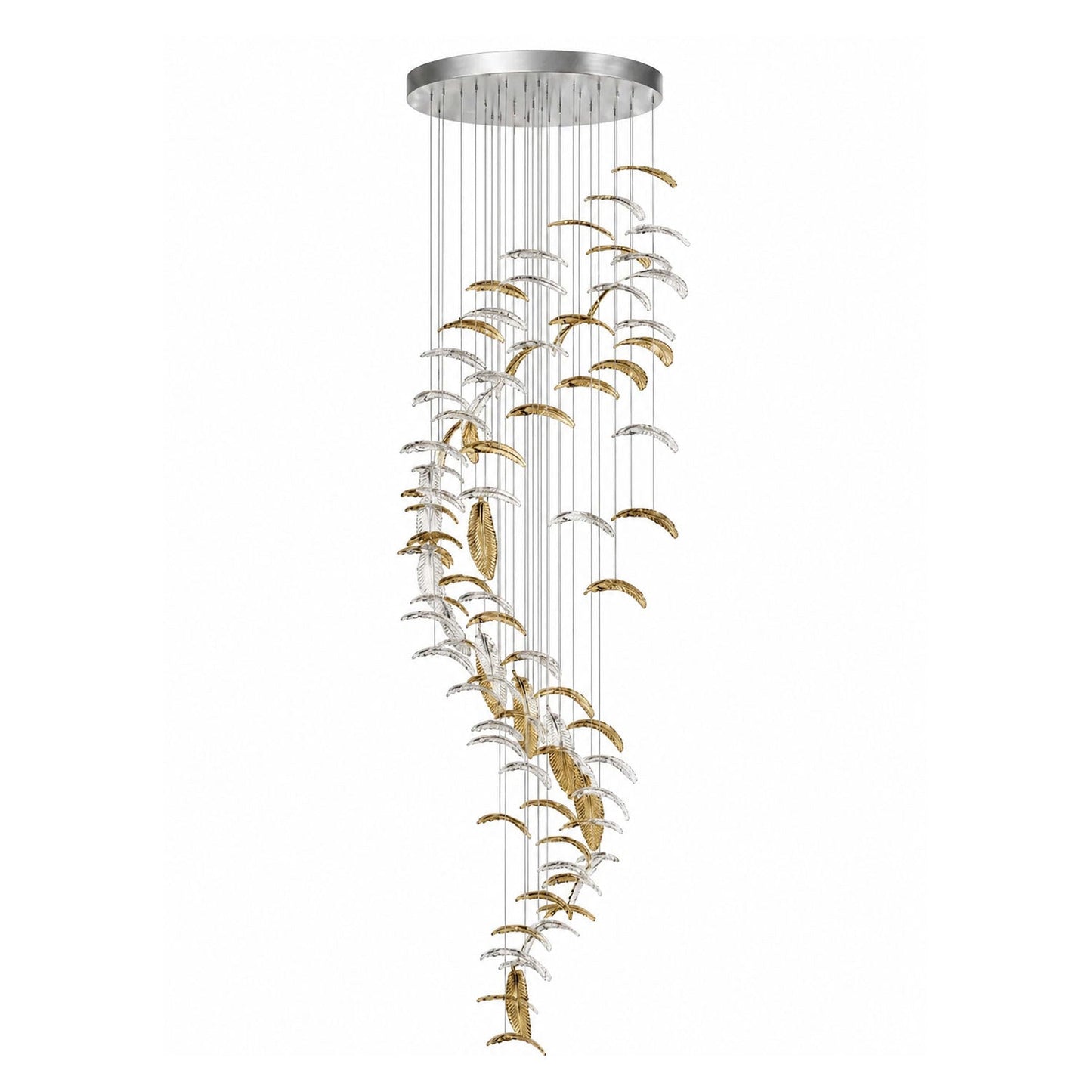 Elegant Glass Feathers Flying Chandelier with Adjustable Lighting and