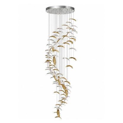Elegant Glass Feathers Flying Chandelier with Adjustable Lighting and