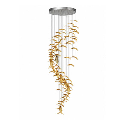 Elegant Glass Feathers Flying Chandelier with Adjustable Lighting and