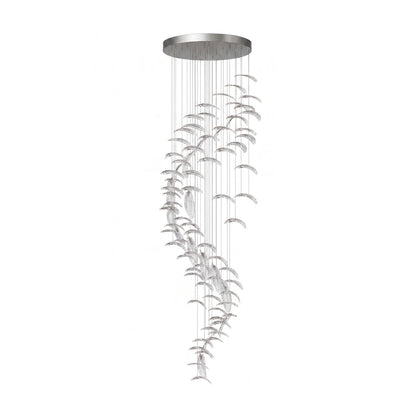 Elegant Glass Feathers Flying Chandelier with Adjustable Lighting and