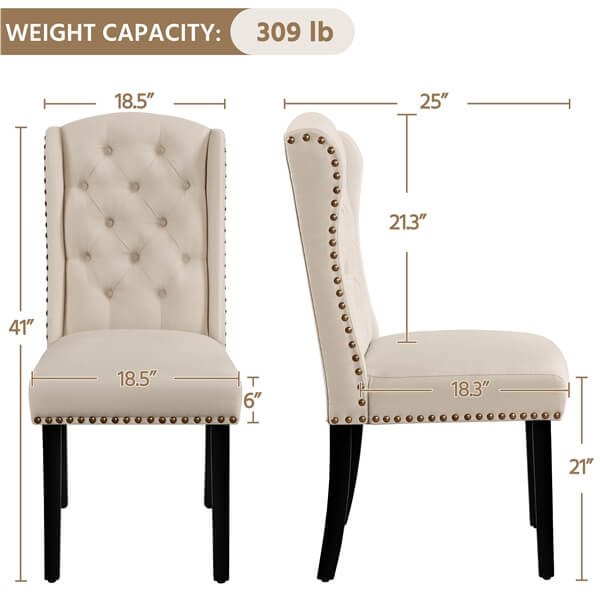 Upholstered Dining Chairs Set of 6 Button Tufted Kitchen Chairs Position 3