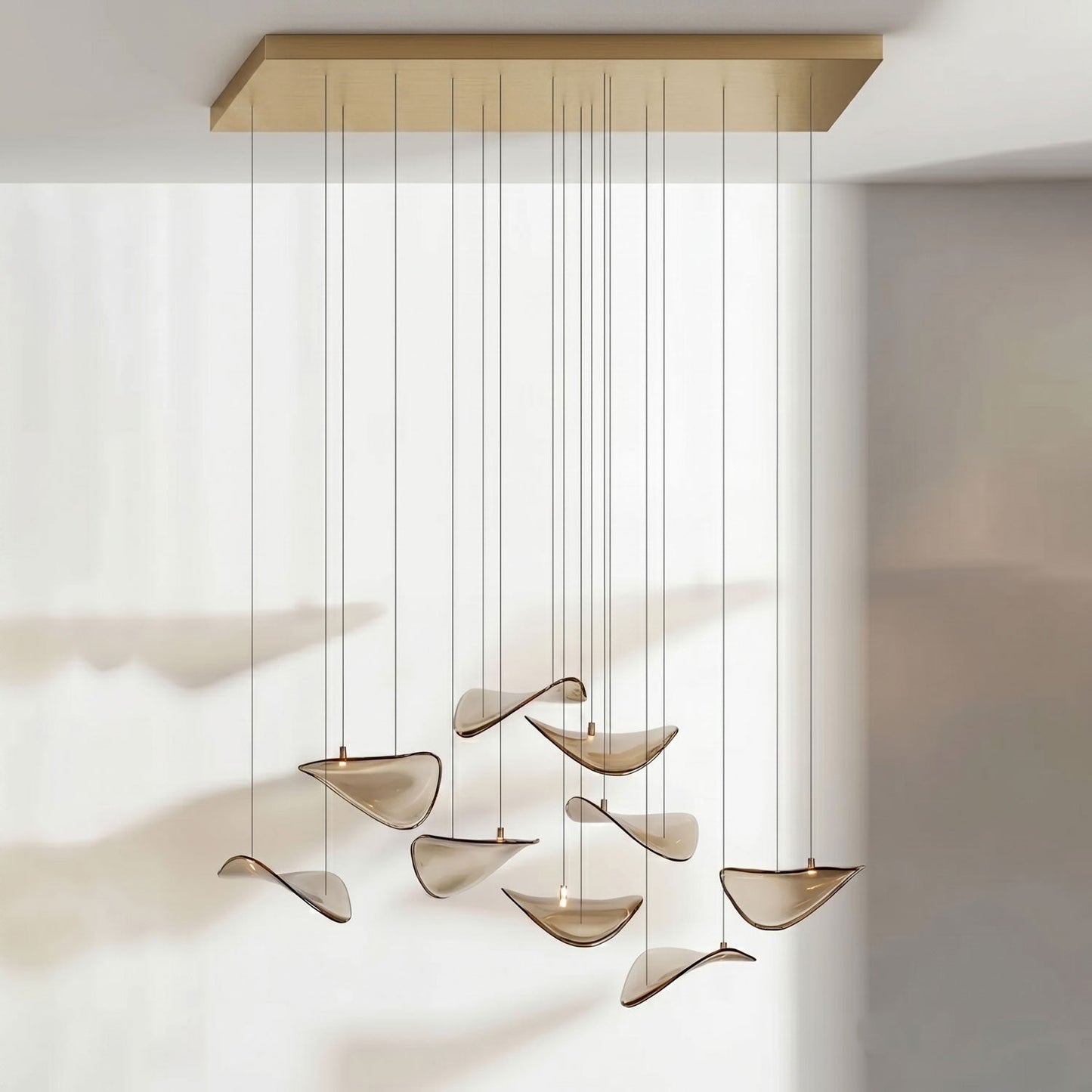 Elegant Wave Floating Leaf Chandelier with Adjustable Brightness & Eco