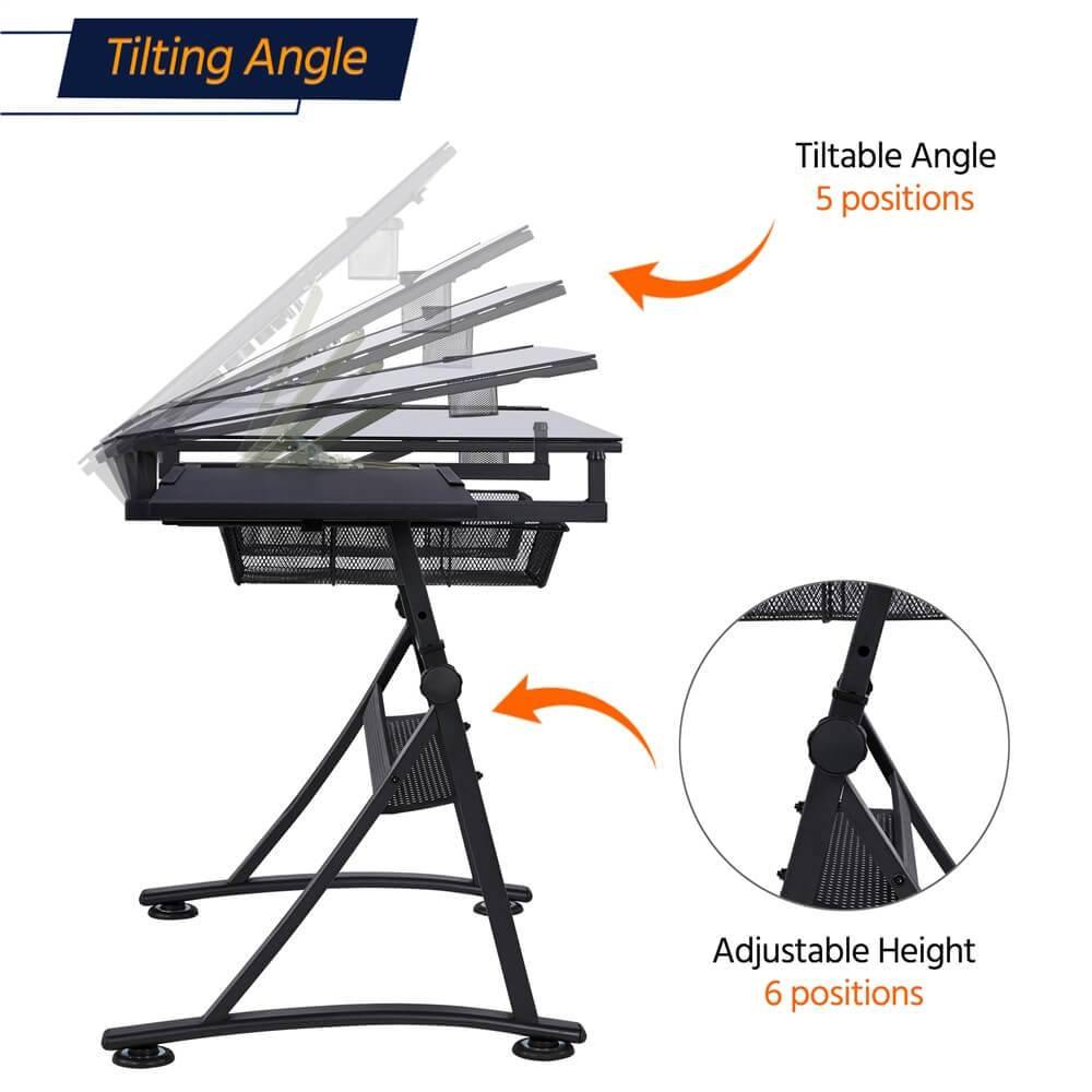 Glass Drafting Table 28’’ to 36’’ Position 5