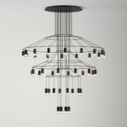 Elegant Lattice Chandelier with Adjustable Height and Crystal Accents