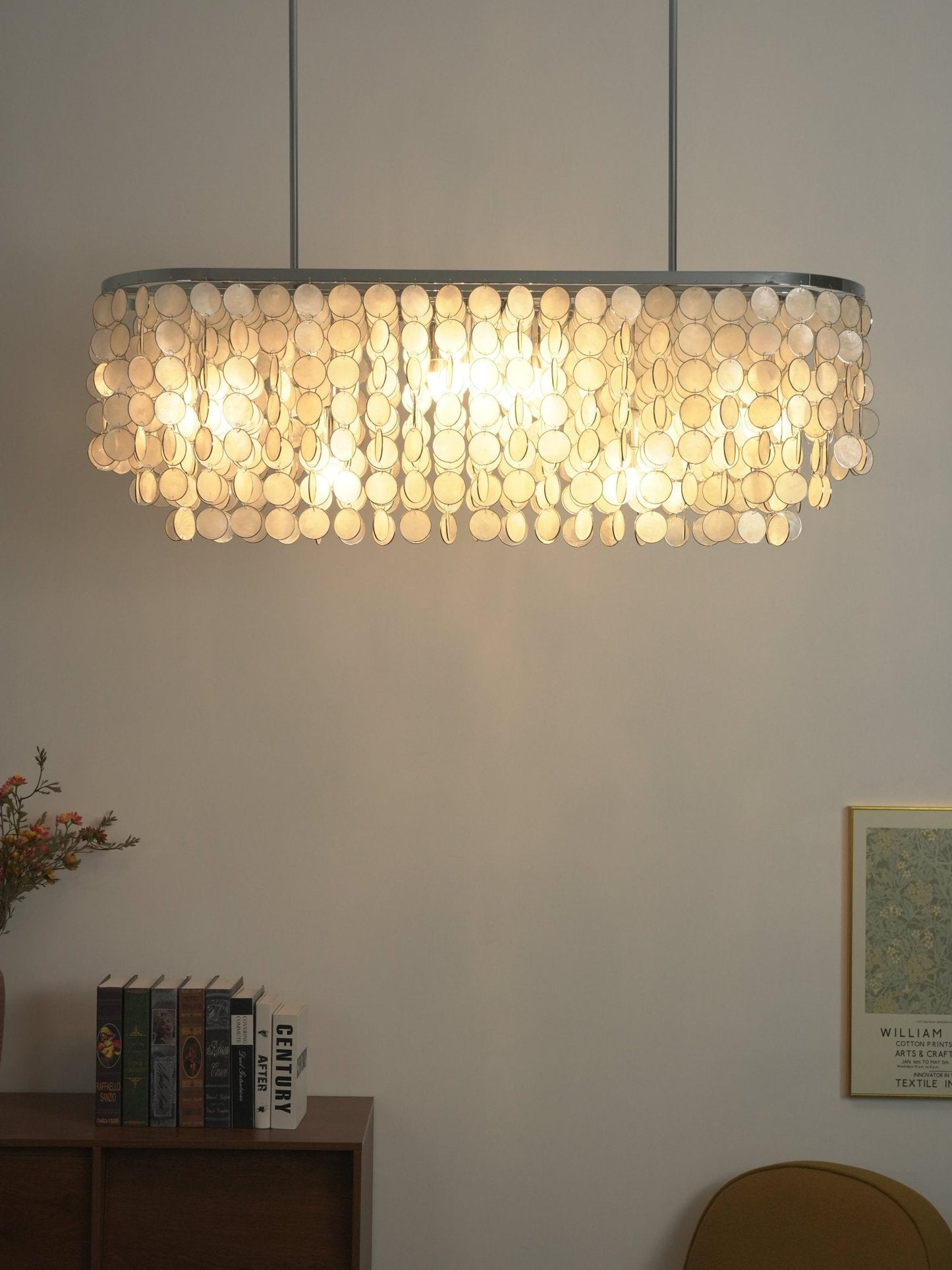 Liora Shell Linear Chandelier - Modern Design with Adjustable Height