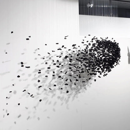 Charcoal Cascade Pixel Chandelier - Adjustable Height, LED Lighting