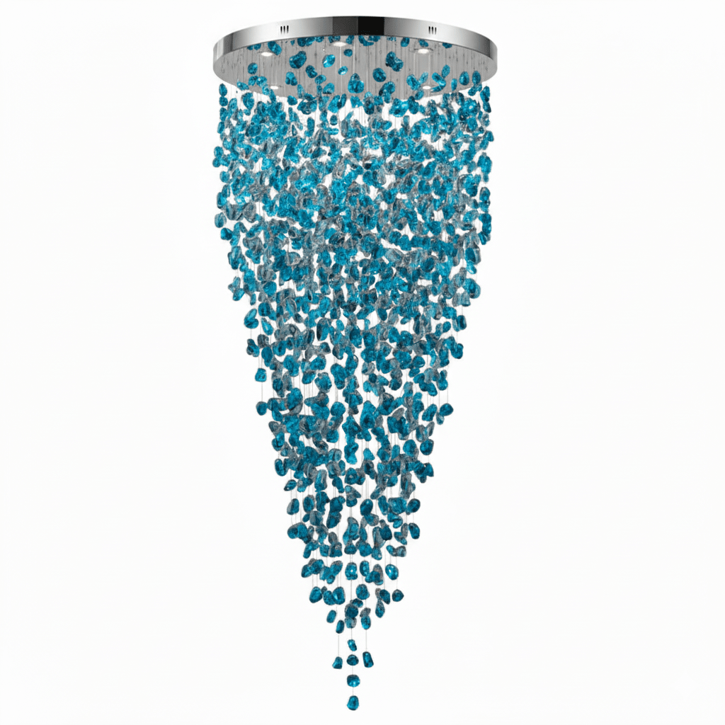 Elegant Crystal Stone Chandelier with Adjustable Height & LED Compatib