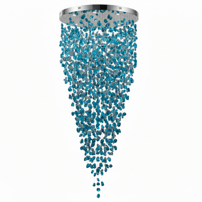 Elegant Crystal Stone Chandelier with Adjustable Height & LED Compatib