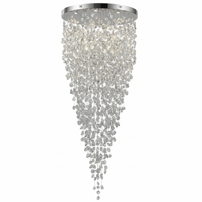 Elegant Crystal Stone Chandelier with Adjustable Height & LED Compatib