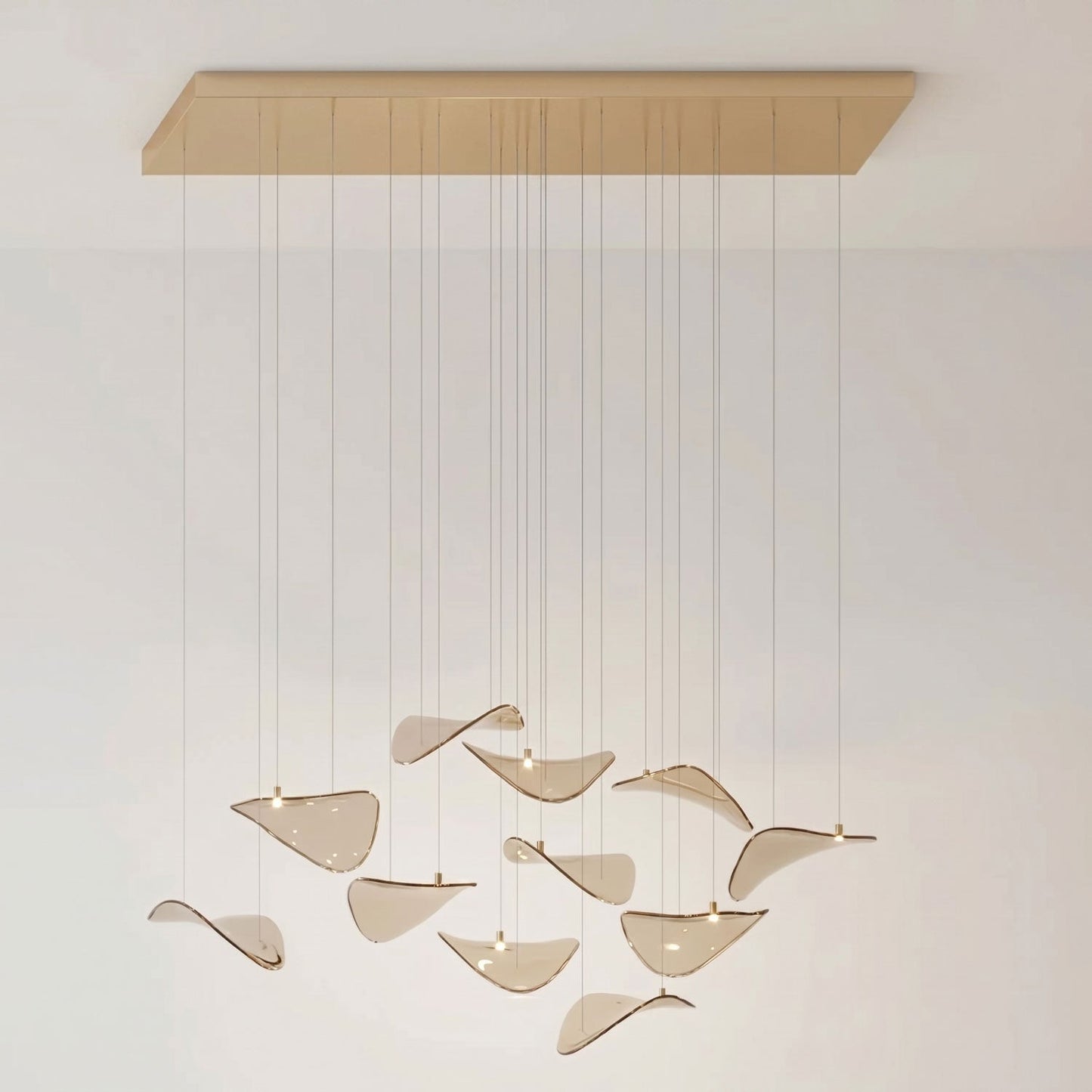 Elegant Wave Floating Leaf Chandelier with Adjustable Brightness & Eco
