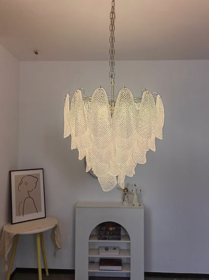 Elegant Glass Teardrop Chandelier with Adjustable Height & LED Compati