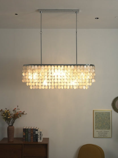 Liora Shell Linear Chandelier - Modern Design with Adjustable Height