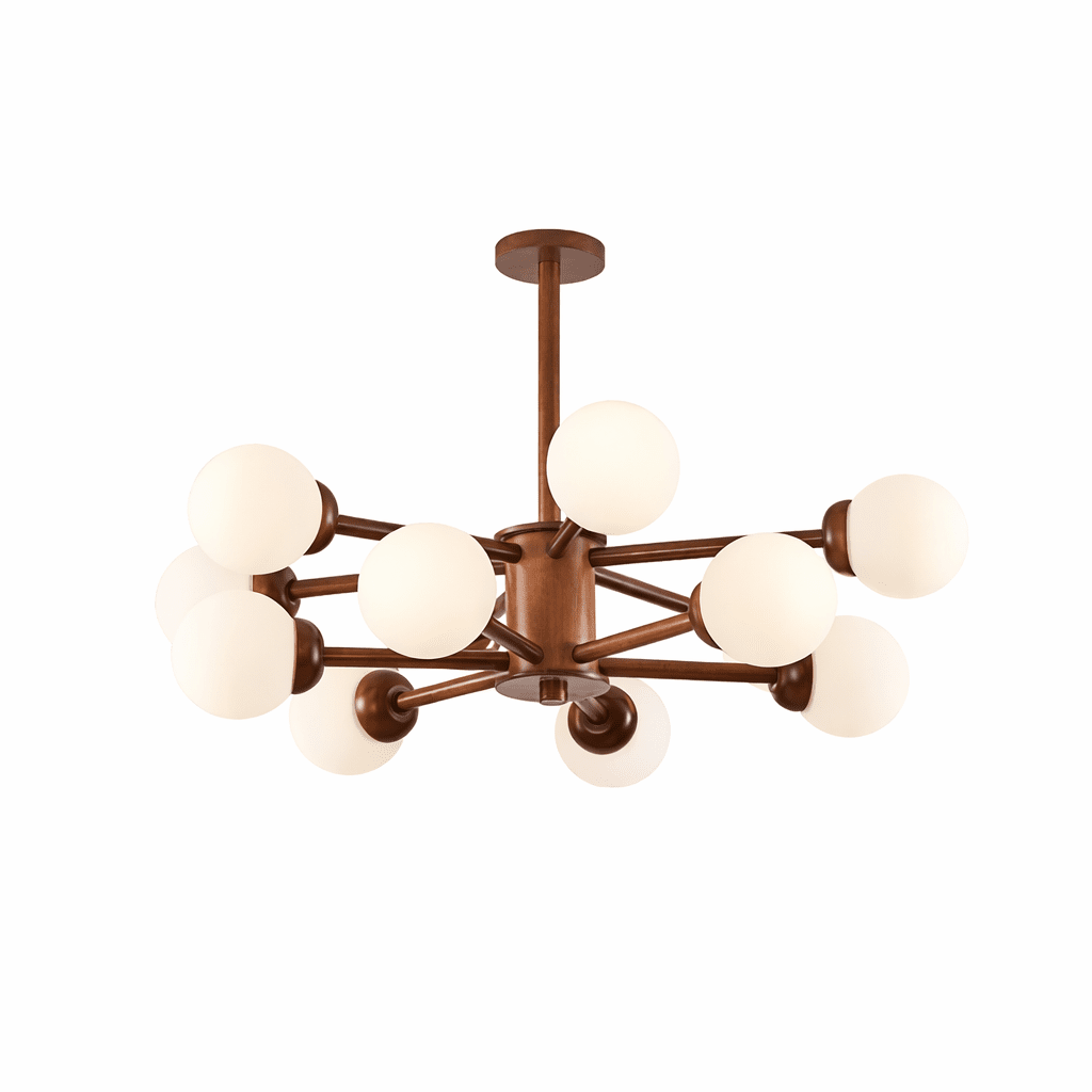 Kozan Wooden Chandelier - Elegant Design with Adjustable Height & LED
